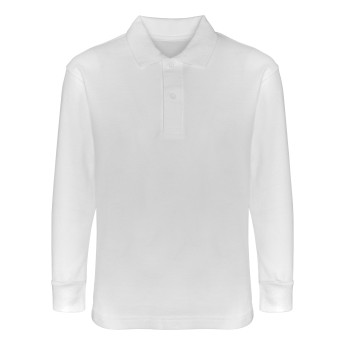 Long Sleeve Polo Shirts - White