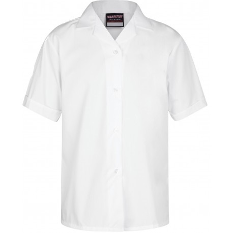 Short Sleeve Revere Blouse White